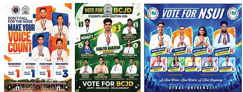 (From left) Posters by ABVP, BCJD and NSUI published on social media