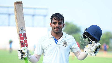 SV Rahul celebrates his century