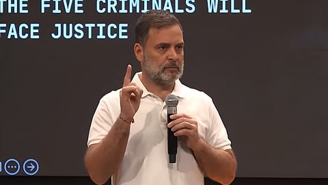 During the press conference, Rahul Gandhi played several videos purportedly showing police excesses against protesters expressing dissent.