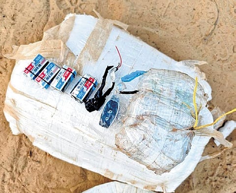Seven kilograms of plastic explosives, suspected to be RDX, were seized in Rajasthan.