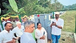 Virajpet MLA AS Ponnanna inaugurates the `4.84 crore power project at Cheeni Hudlu Haadi in Kodagu district.
