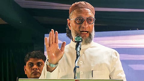 AIMIM Chief Asaduddin Owaisi addresses a public rally as preparations for the 2027 Assembly Polls in Azamgarh.
