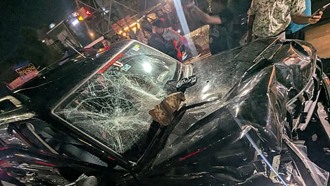 Enraged locals caught the driver and assaulted him. Police reached the spot and rescued the driver.