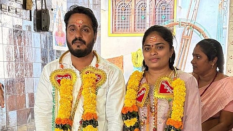 Former TDP councillor Vaikuntapu Harshavardhan tied the knot with his partner, Gulla Manjeera, on Tuesday at the local Sri Venkateswara Swamy Temple, a few hours after the Salur municipal chairperson post was reserved for a backward classes (BC) woman.