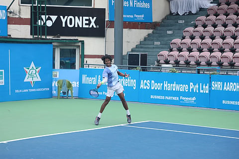 Ribhav Saroha in action on Friday