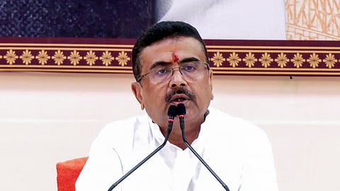 West Bengal Chief Minister Suvendu Adhikari addresses a press conference in Kolkata on Wednesday, Oct. 14, 2026.