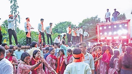 ABVP members celebrate their victory at BJB Autonomous College.