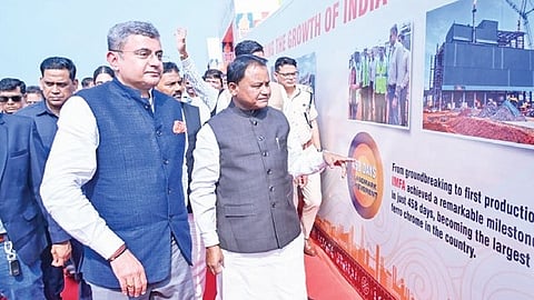 CM Mohan Charan Majhi going around IMFA’s new plant at Kalinganagar.