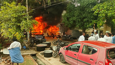  Two vehicles in Midhun Reddy’s convoy were reportedly damaged in the incident.