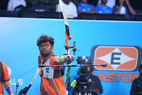Dhiraj Bommadevara in action during the Archery Premier League