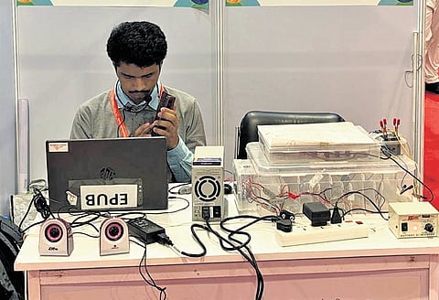 Rehan Raza presents his invention, Smart Medicine Box for the Visually Challenged, in New Delhi