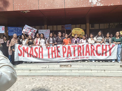 During a solidarity march for women’s safety organised by students of Delhi's Shyam Lal College