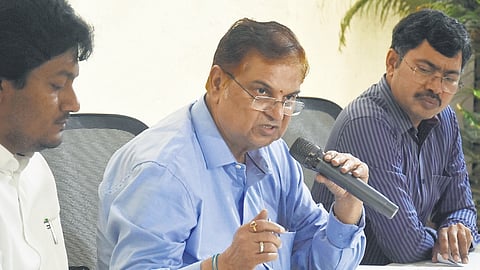 State Election Commissioner Anil Chandra Punetha addressing the media in Vijayawada on Monday.