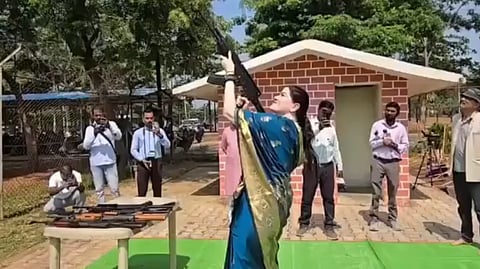 The viral video showed Rajnandgaon SP Ankita Sharma, dressed in a saree, firing several rounds from an AK-47.