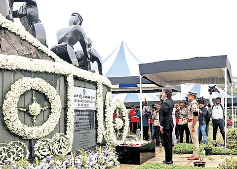A 120-gun salute was accorded to the martyrs, followed by a two-minute silence 
