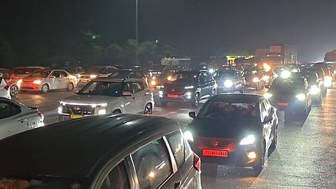 Travellers faced long delays as construction bottlenecks left motorists struck for kilometres.