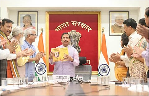 Education Minister Pralhad Joshi at the launch of the registration portal for Kashi Tamil Sangam 5.0. 