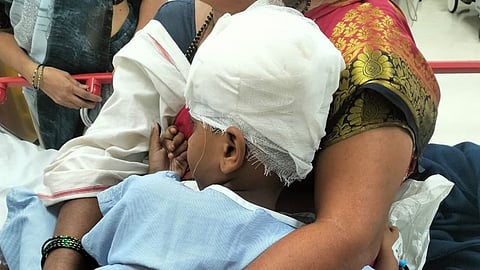The child reportedly required stitches on his head, and his condition has caused grave concern among family members.