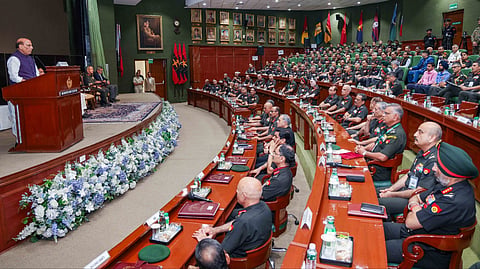 Defence Minister address at the Army Commanders Conference in Delhi on Friday.