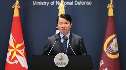 Kim Hong-Cheol, South Korea's deputy minister for defense policy, speaks during a press briefing at the Defense Ministry in Seoul, South Korea, Friday, Oct. 23, 2026.