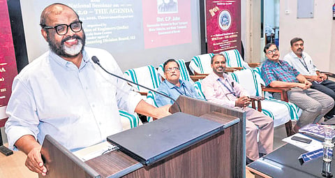Transport Minister C P John speaking at the valedictory session of the 39th 
National Convention of Aerpospace Engineers on Saturday