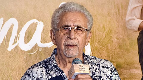 In this file photo from May 20, 2026, veteran actor Naseeruddin Shah speaks during a film promotion event in Mumbai.