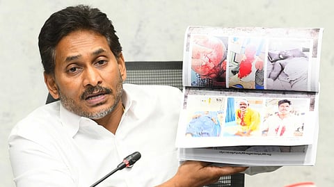 Former Chief Minister and YSRCP President YS Jagan Mohan Reddy Speaking to media on Friday.
