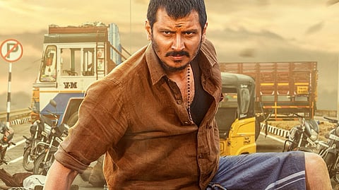 Jiiva in a poster for Thagappan