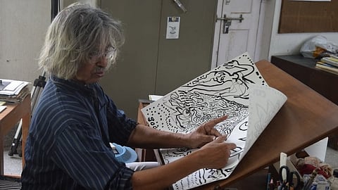 Jogen Chowdhury worked extensively in ink, watercolour and pastel.