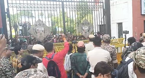Heavy police deployment at Jamia Millia Islamia University amid ongoing student protests on Sunday, October 25, 2026.