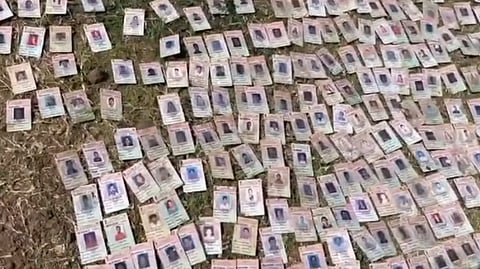 Around 340 voter ID cards were found on Narmada River banks in Madhya Pradesh's Khargone district on Sunday.