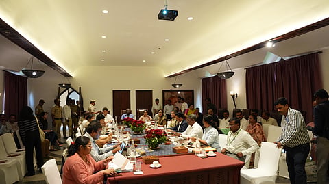 The UNESCO team having a discussion with senior officials and stakeholders on Saturday.