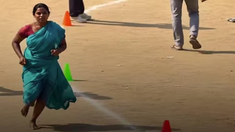 Kavita first caught public attention during a free trial run organised by Ankit Running Academy at Sidhu-Kanhu Ground in Ramgarh, were she ran barefoot in a saree while other aspirants wore sportswear and running shoes.