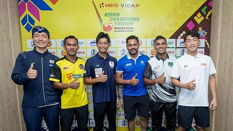Captains of all six participating teams pose for a photograph on Monday 