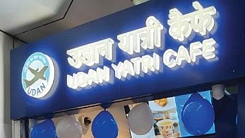 An Udaan Yatri Cafe outlet at Terminal 3 of the IGI Airport on Sunday.