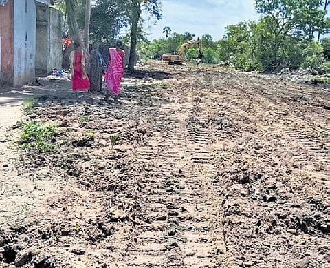 Path being cleared for a temporary access road at Kanima Nagar  