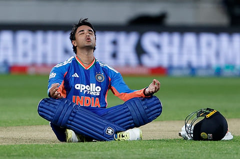 Abhishek Sharma celebrates his century
