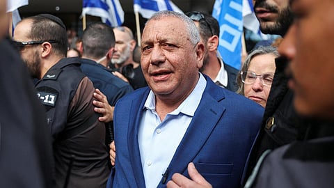 Former Israeli military chief Gadi Eisenkot, leader of the Yashar party, leaves after voting during the national election on October 27, 2026