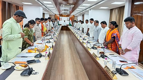 West Bengal State Ministers attend the cabinet meeting chaired by West Bengal Chief Minister Suvendu Adhikari in Kolkata on Wednesday. 
