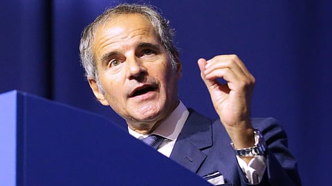 IAEA Director General Rafael Grossi speaks during the annual General Conference of the International Atomic Energy Agency in Vienna, Austria, Sept. 14, 2026.