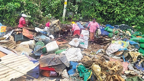 Clean-up drive by Clean Kerala Company Ltd underway at Pampa.