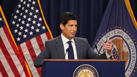 US Federal Reserve Board Chairman Kevin Warsh speaks during a news conference at the Federal Reserve, Wednesday, Oct. 28, 2026, in Washington.