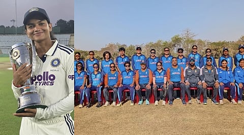 Tanisha Singh (L) and file picture of the Delhi women's team