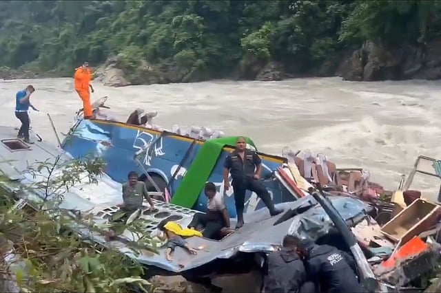 14 people killed, 16 injured as Indian-registered bus plunges into ...