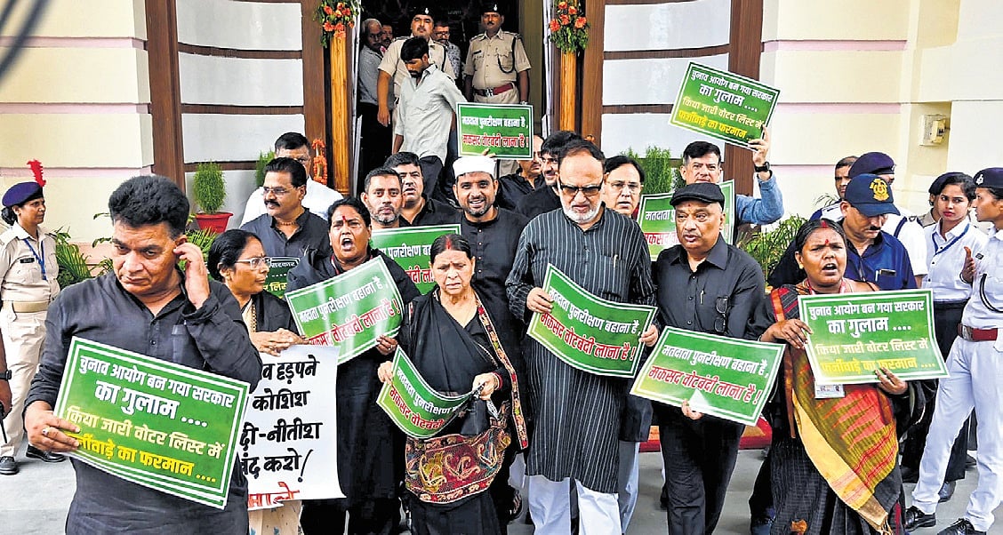 Oppn sports black, stalls Assembly to protest electoral rolls revision