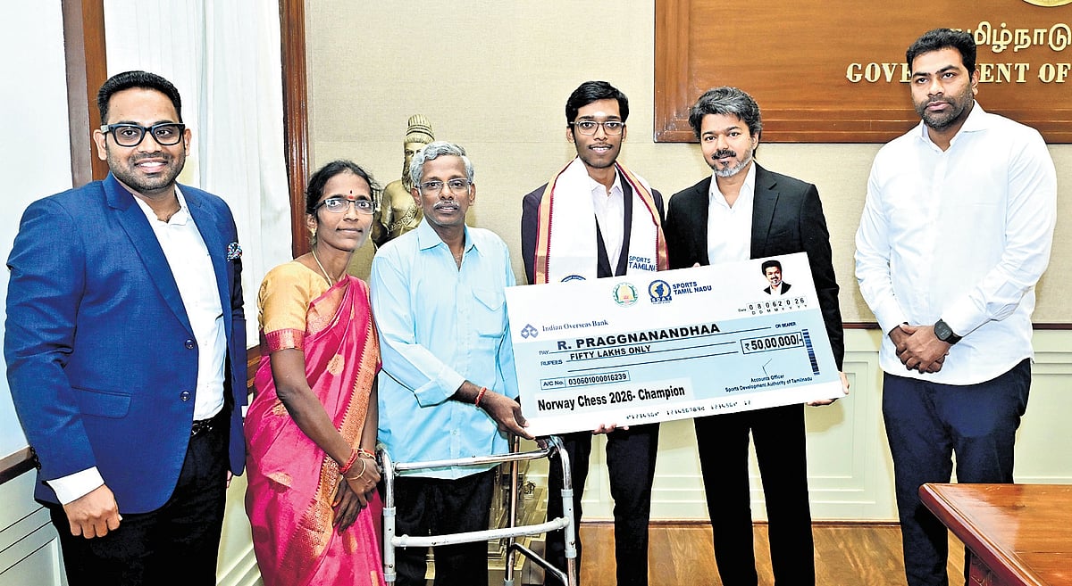 CM Vijay Honours Praggnanandhaa with ₹50 Lakh for Historic Norway Chess ...