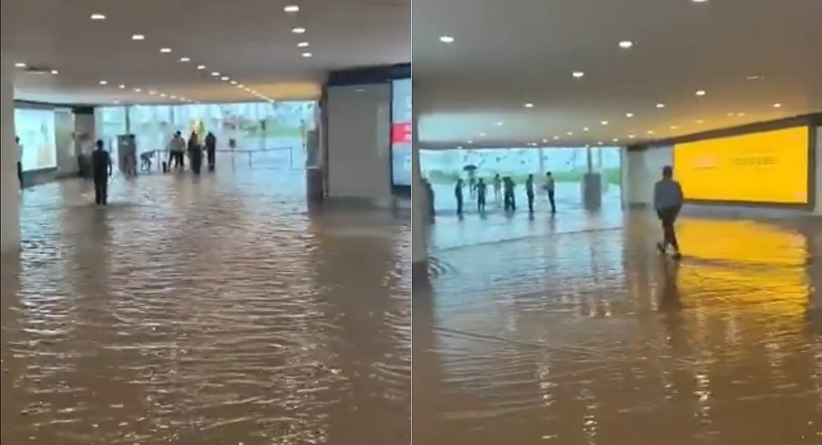 Rain floods Noida airport underpass; passengers wade through water ...