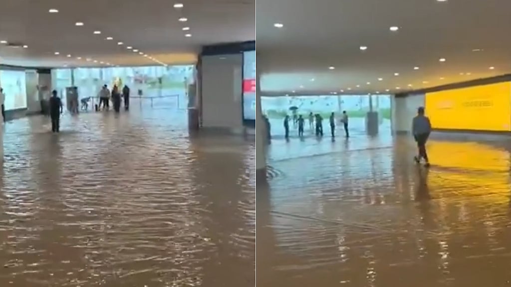 Rain floods Noida airport underpass; passengers wade through water ...