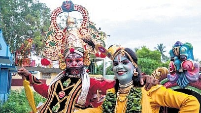 Thilagavathi Palani, 36, becomes first woman to build a life around kattaikoothu, an art form long dominated by men; she now runs a training school and performs on contemporary issues