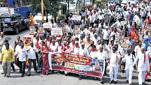 Opposition parties take out rally against SIR, seek CEC’s resignation in AP